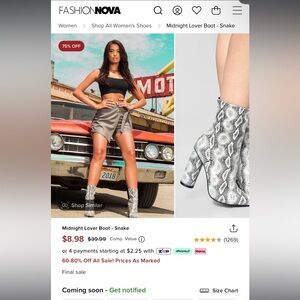 Fashion Nova Midnight Lover Boot - Snake